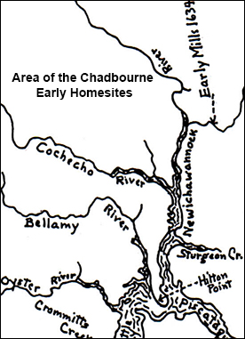 Map of Chadbourne Family Early homesites